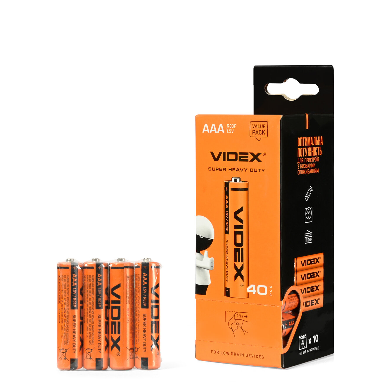Батар. Videx AAA R03P 1.5V 4шт